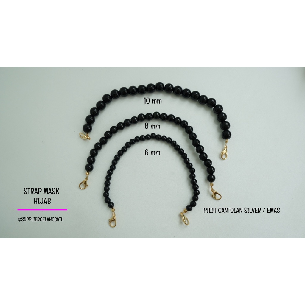 PROMO konektor masker batu hijab BLACK ONYX obsidian hitam strap mask