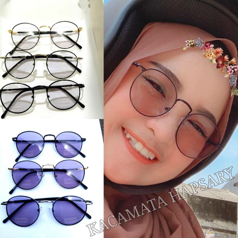 FRAME KACAMATA KOREA BULAT 9765 LILO + LENSA PHOTOCROMIC ( NORMAL ) NO MINUS DAN ANTI RADIASI