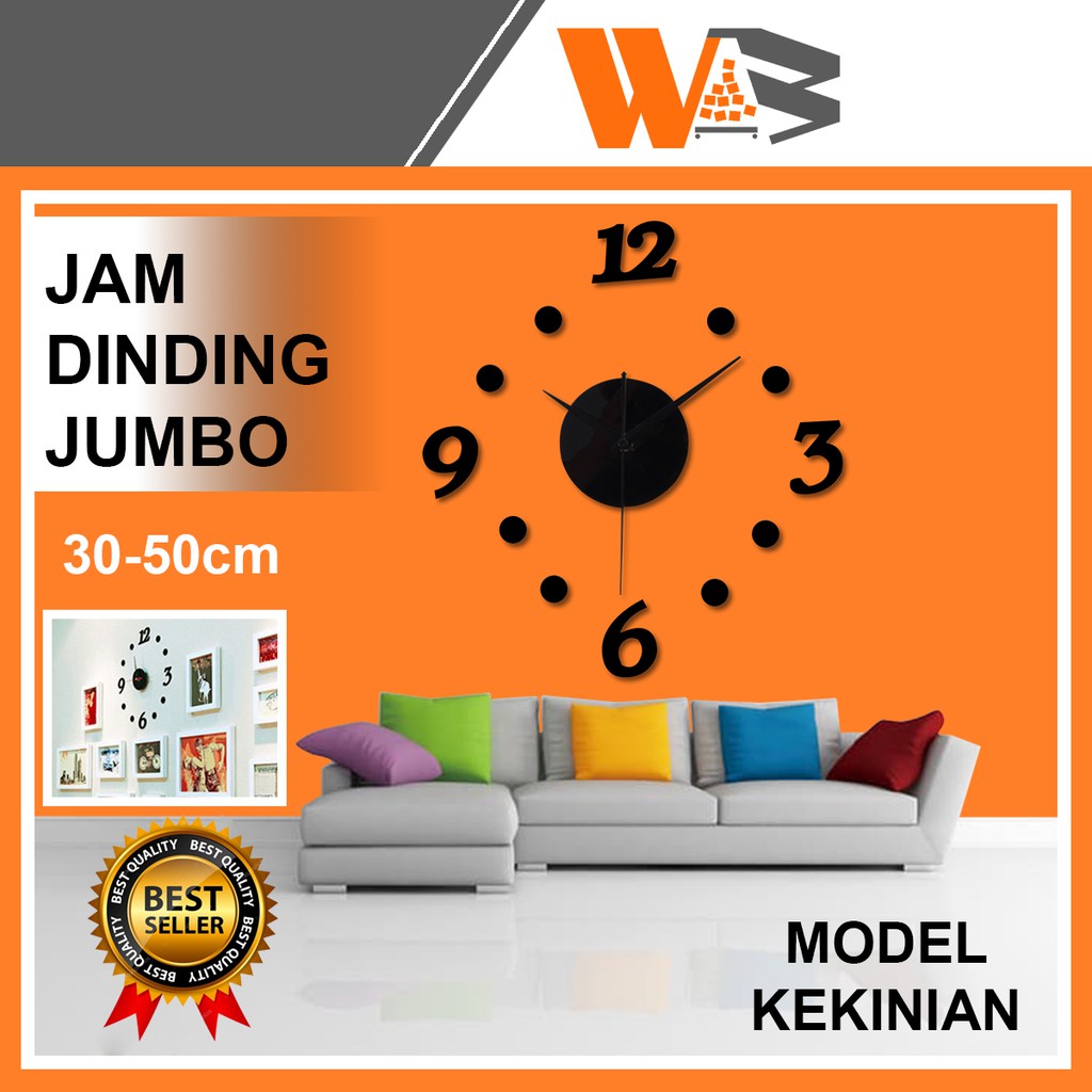 COD JAM DINDING JUMBO DIY GIANT WALL CLOCK BESAR DIAMETER 30-50cm A44