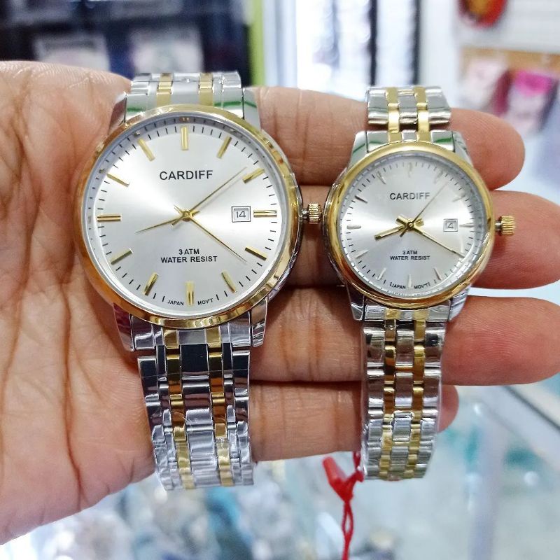 Jam Tangan Couple Cardiff Watch Silver Kombinasi Gold