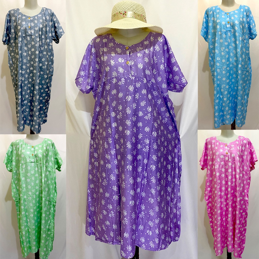 Daster Kekinian Daster Jumbo Leher Kancing Busui Motif Bunga