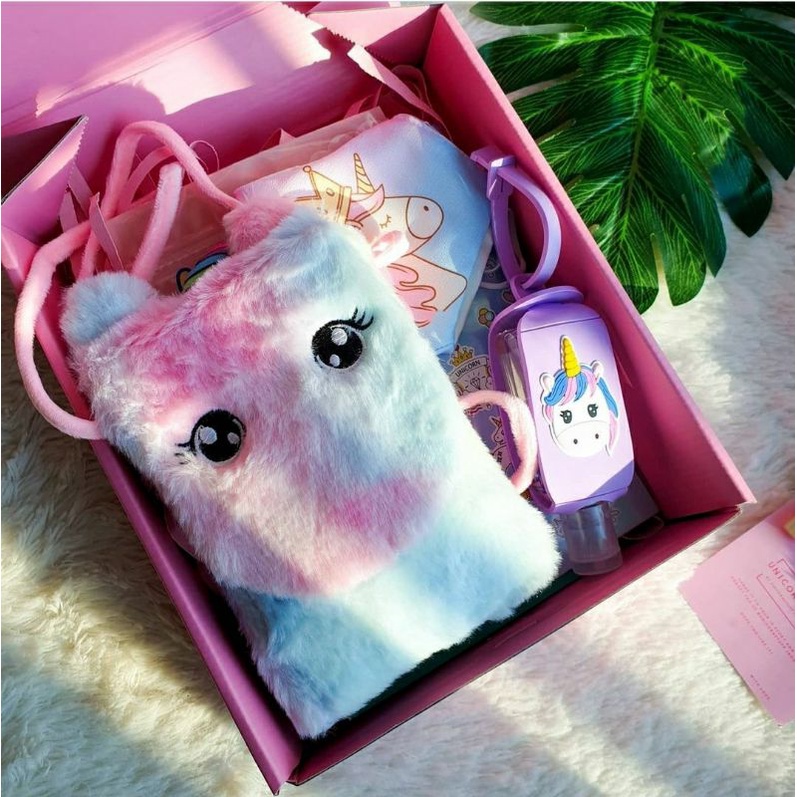 UNICORNSTUFF.INDONESIA Unicorn Pink Box Kado Ulang Tahun Anak Perempuan Tas Masker