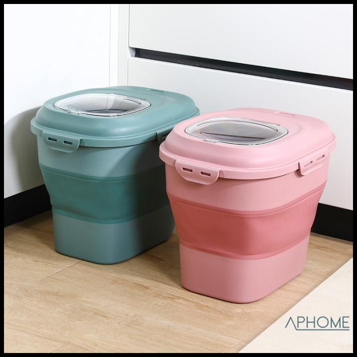 Dispenser Beras Lipat 25Kg Tempat Beras Dengan Roda Foldable Rice Box