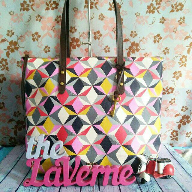 FOSSIL Tas Jenna Multi Pink Tote Bag