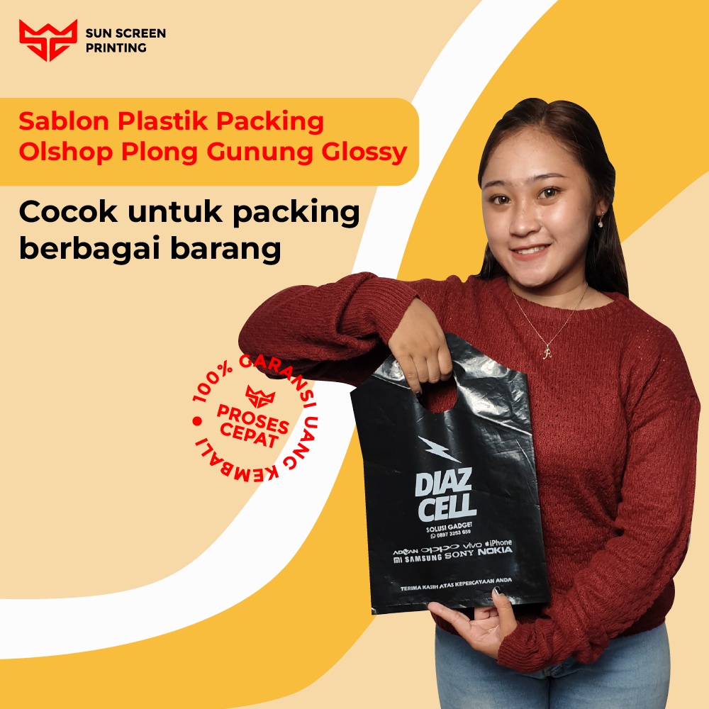 Sablon Plastik Packing Olshop Plong Gunung Glossy 35x45