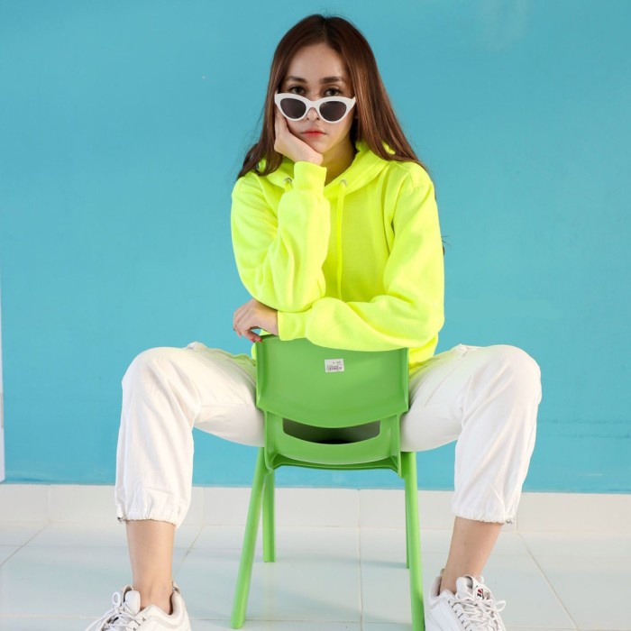 Sweater Polos Hoodie Jumper Hijau Stabilo Hjau Neon Hoodie Center