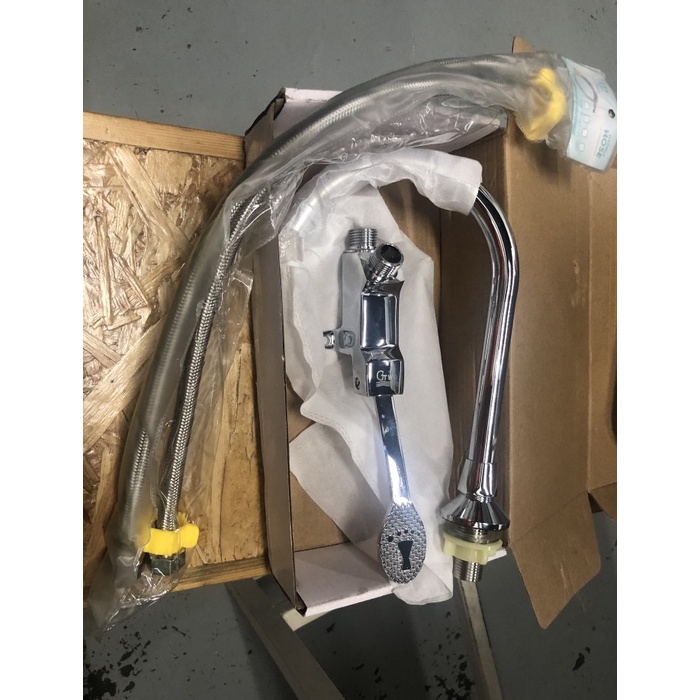 T.Lillie - Kran Wastafel Injak / Keran Injak Stainless Set Ori Foot Pedal Tap
