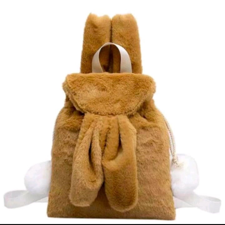 (PB6 SHOP)Tas Ransel Perempuan /Tas Ransel Bulu Lembut/Tas ABG /Tas Ransel Pikaboy _Tas Ransel Wanita_Tas Bulu bisa COD/Ransel Anak Lucu Boneka Pompom Rabbit-Tas Ransel Wanita ini