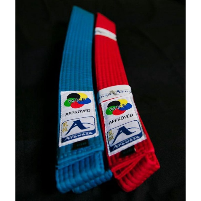 Sabuk Kumite Arawaza Wkf approved Original Belt Kumite Arawaza MERAH BIRU Sabuk AKA AO Pertandingan.