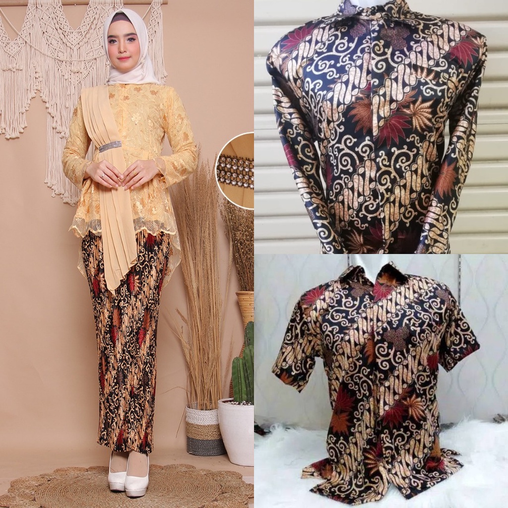 Couple Kebaya Tulle Aurora Selendang Dan Kemeja