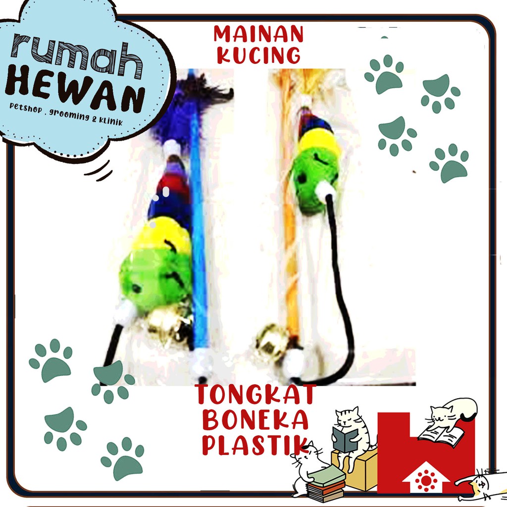 Mainan Tongkat Kucing Lonceng Boneka Ulat - Cat Toys Stick