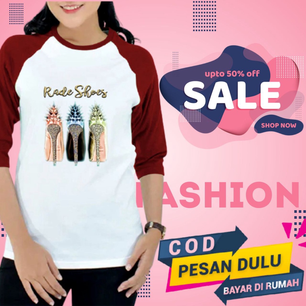 Baju Kaos Raglan Cewek Cowok 7/8 Baju Atasan Jangkis Raglan Distro Tshirt Pria Wanita Jangkis Jumbo 