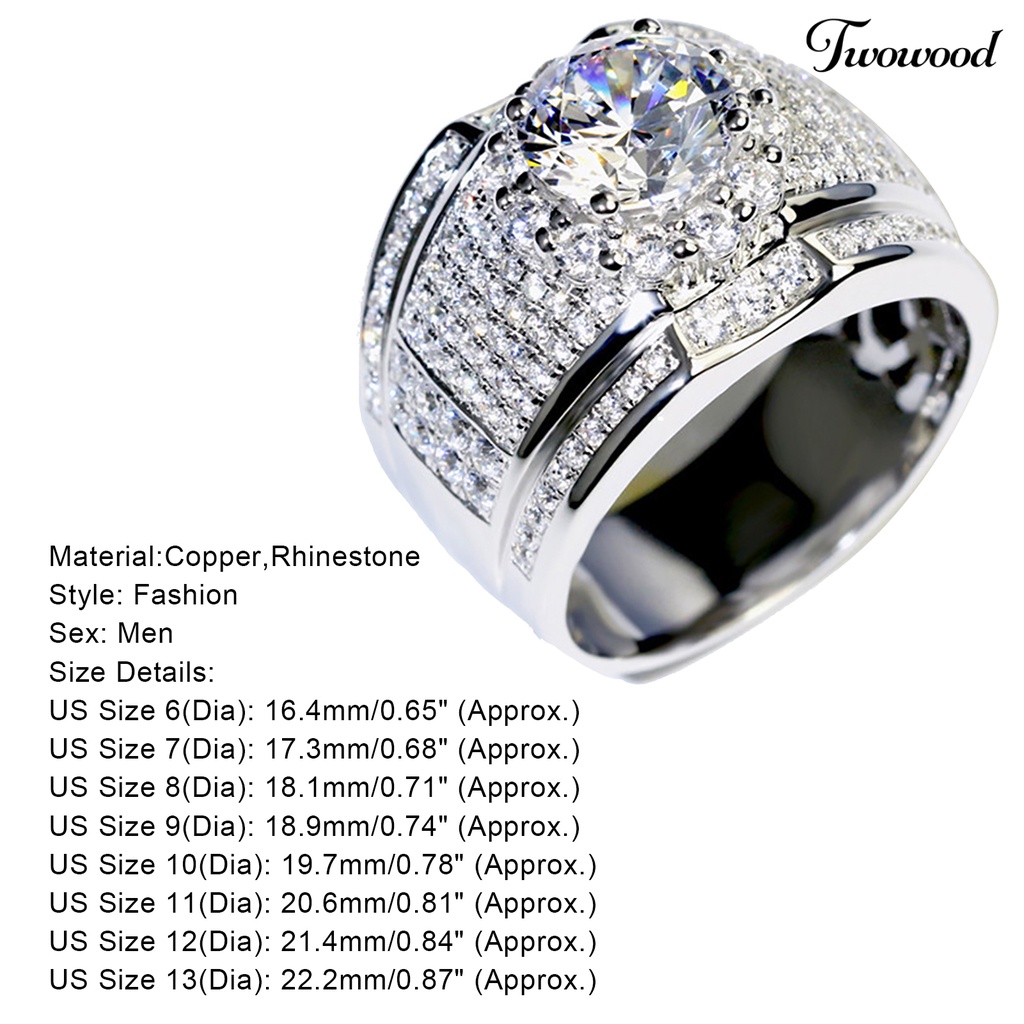 Cincin Jari Lapis Silver Aksen Berlian Imitasi Untuk Pria