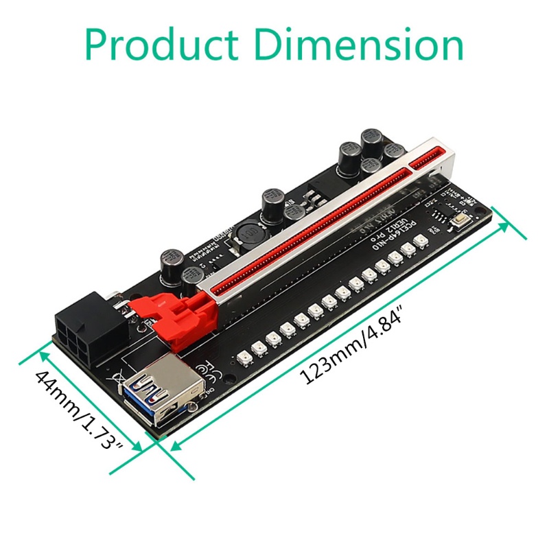 Btsg VER12 Pro PCI-E Riser Untuk Express Riser Adapter 1X to16X Dengan LED RGB Graphics C