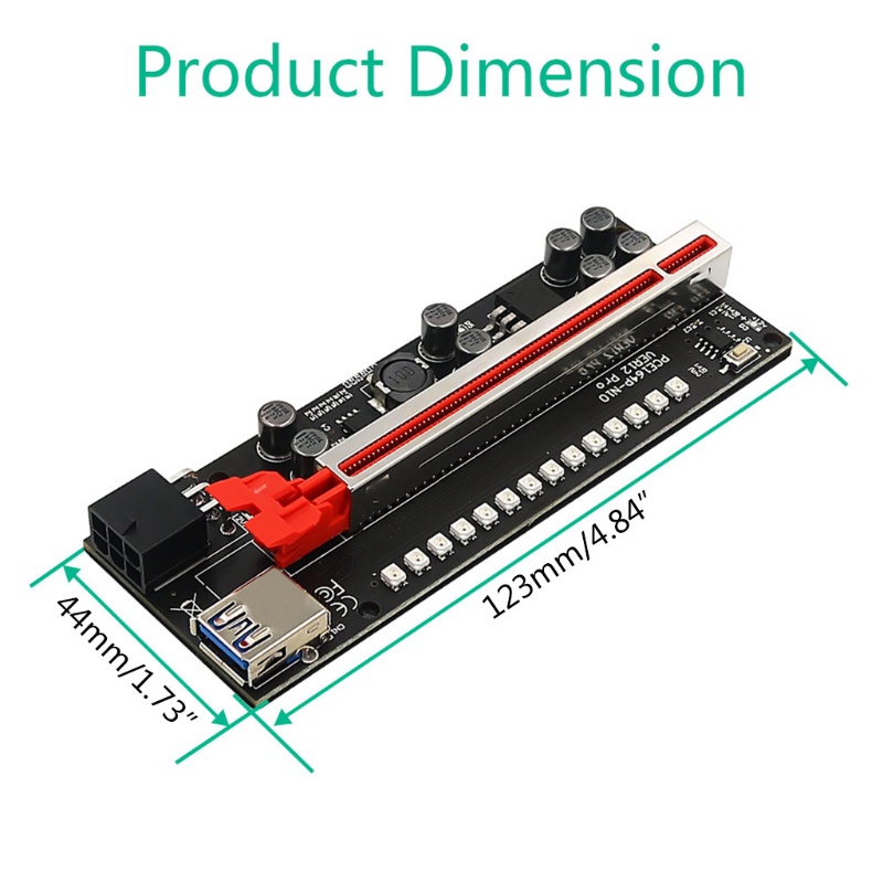 Btsg VER12 Pro PCI-E Riser Untuk Express Riser Adapter 1X to16X Dengan LED RGB Graphics C