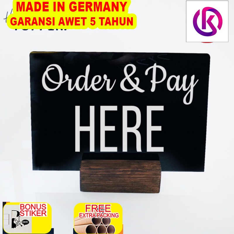 

Grosir Order & Pay Here Sign Standing Kayu | Sign Akrilik