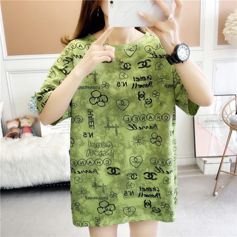 Oversize Tee Tshirt Wanita Model Longgar Motif C Full Print