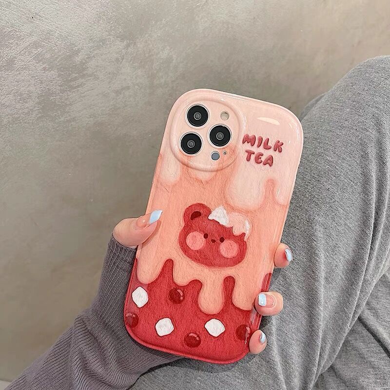 Case Desain Beruang Krim Untuk IPhone 12 13 11 Pro Max X Xs Max Xr Ghft