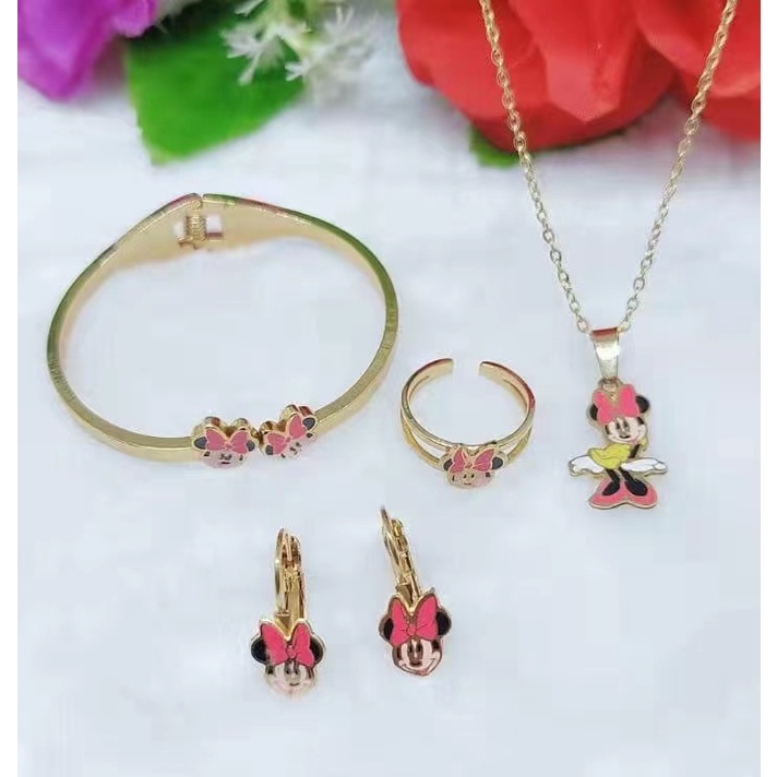 Titanium Set Anak Perhiasan Kalung/gelang/anting/cincin 205-207