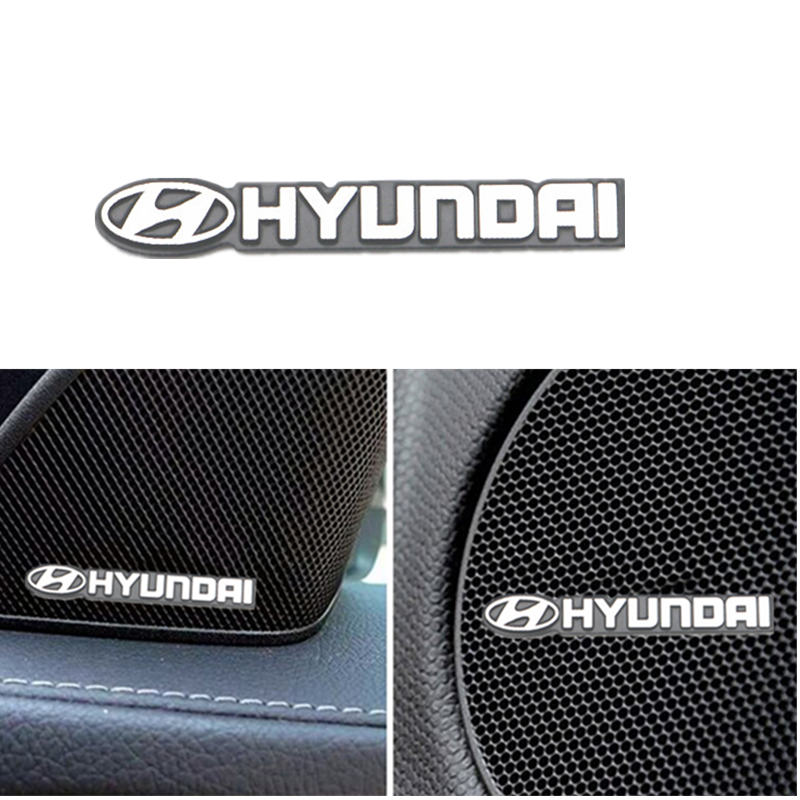 4pcs Stiker Emblem 3d Bahan Aluminum Untuk Speaker Audio Hyundai Getz Accent Atoz I20 Avega Trajet H1