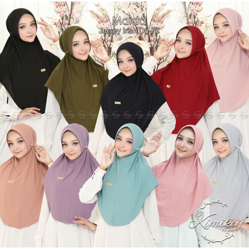 (Original Kimikey) Bergo Maida Tali - Hijab Instan - Jersey Irish