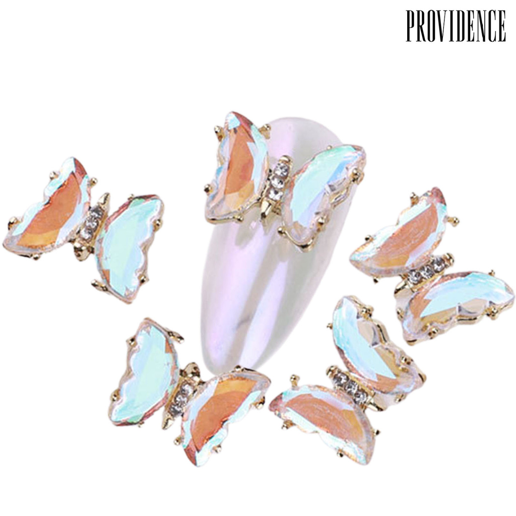 Providence 5pcs / Set Ornamen Kupu-Kupu Kristal 3d Multi Warna Dekorasi Manicure / Nail Art