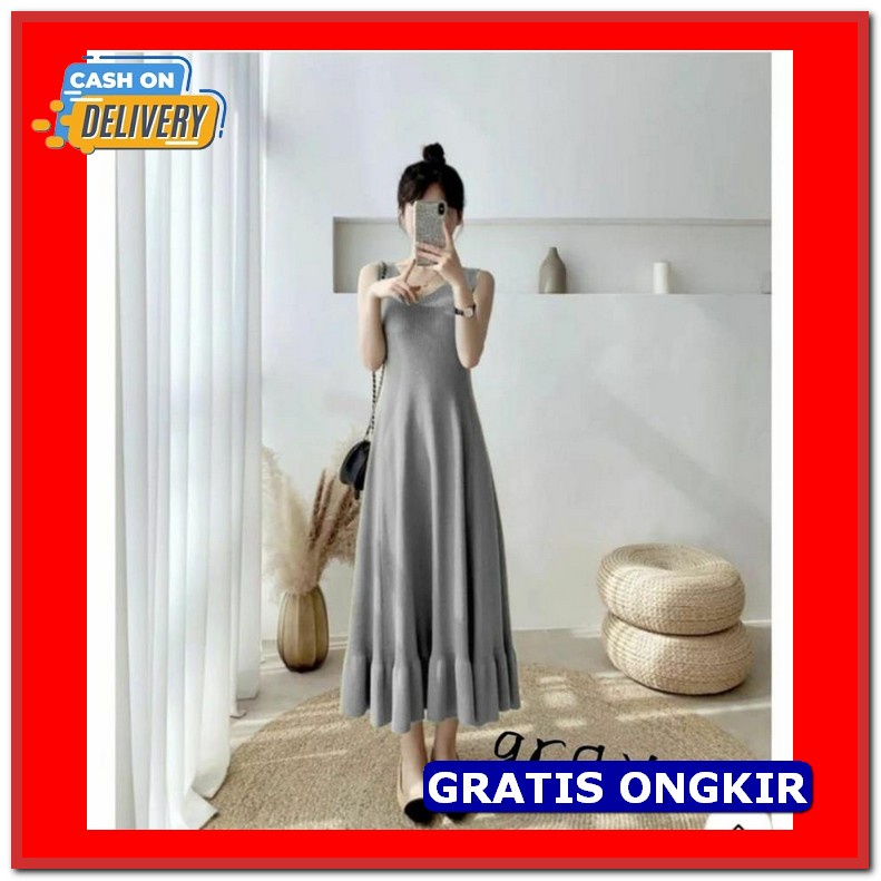 Zaza_Fashion Dress Wanita Terbaru 2023 Import Real Pict / Dress Wanita Lala Dress Rajut Grey [Dres