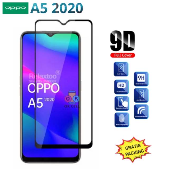 Tempered Glass Full Screen OPPO A5 2020 TG Anti Gores Kaca Layar Screen Guard Protector Premium