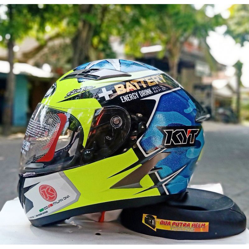 HELM FULLFACE KYT VENDETTA 2MOTIF ESPAGARO BLUE YELLO FLUO