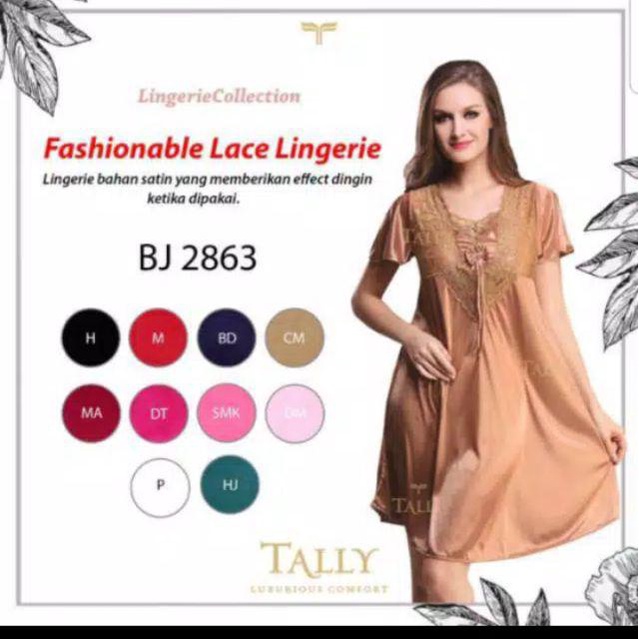 Tally 2863 Baju Tidur Lingerie Satin All Size