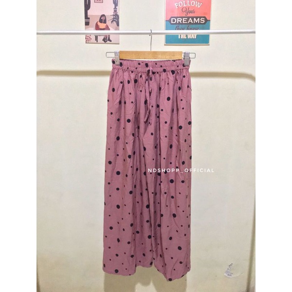 CELANA KULOT PANJANG WANITA TALI POLOS & MOTIF ZEBRA BAHAN RAYON MURAH-Bubble dusty