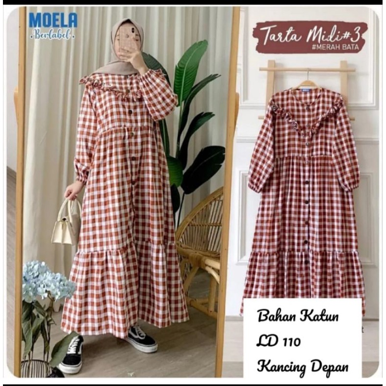 Gamis | Midi Dress Motif Kotak | Polka | Bunga