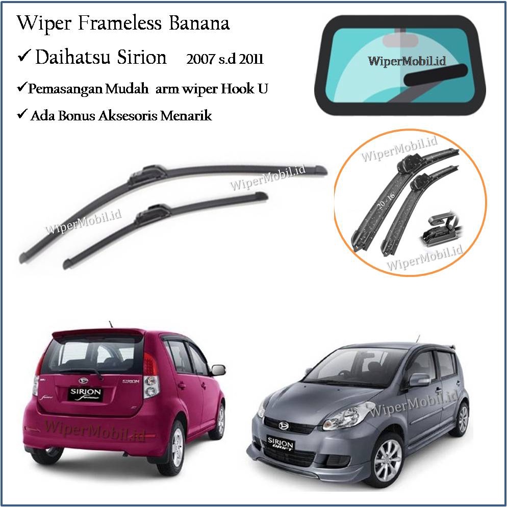 Wiper Frameless Daihatsu Sirion 2007 2008 2009 2010 2011