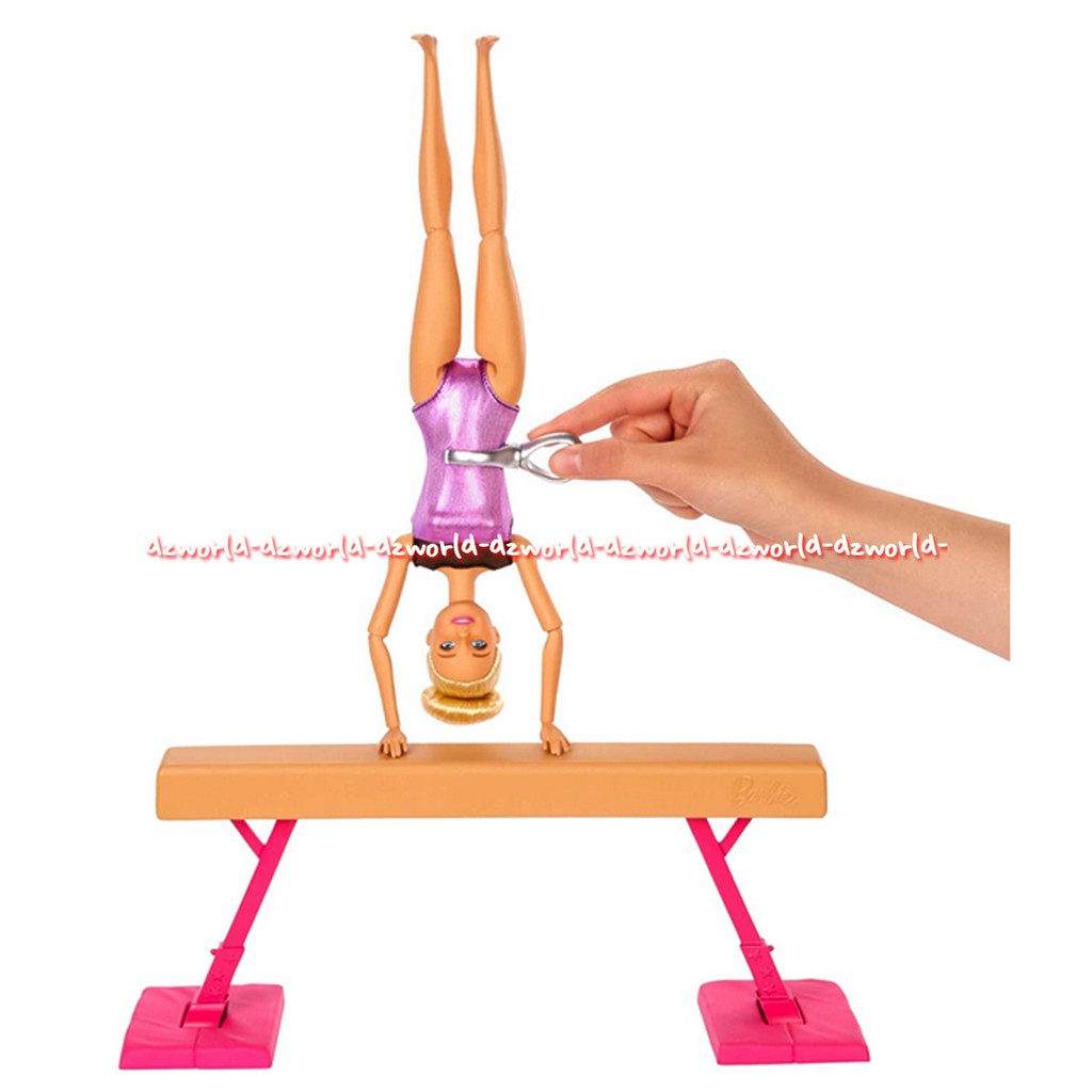 Barbie Gymnastics Doll And Playset With Twirling Feature Mainan Boneka