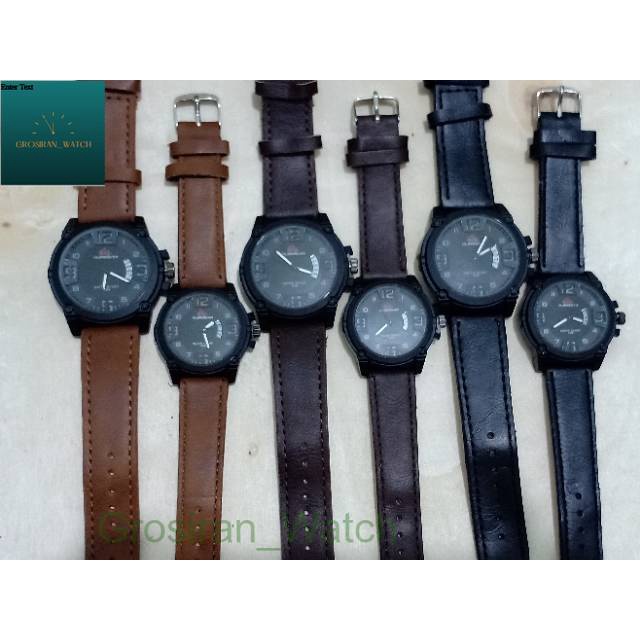 Jam Tangan Pria Sporty Quicksilver Ocean Tanggal Aktiff Strap Kulit [G_W]