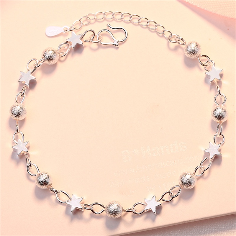 Fashion Laminated Small Hollow Plum Blossom 925 Silver-plated Handmade Hand Ornaments Frosted Bead Sexy Girl Jewelry