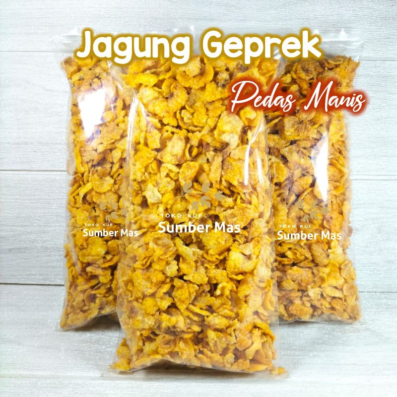 JAGUNG GEPREK 250gr / RASA PEDAS MANIS / Emping Jagung / Cemilan / Snack kiloan / Kue kering