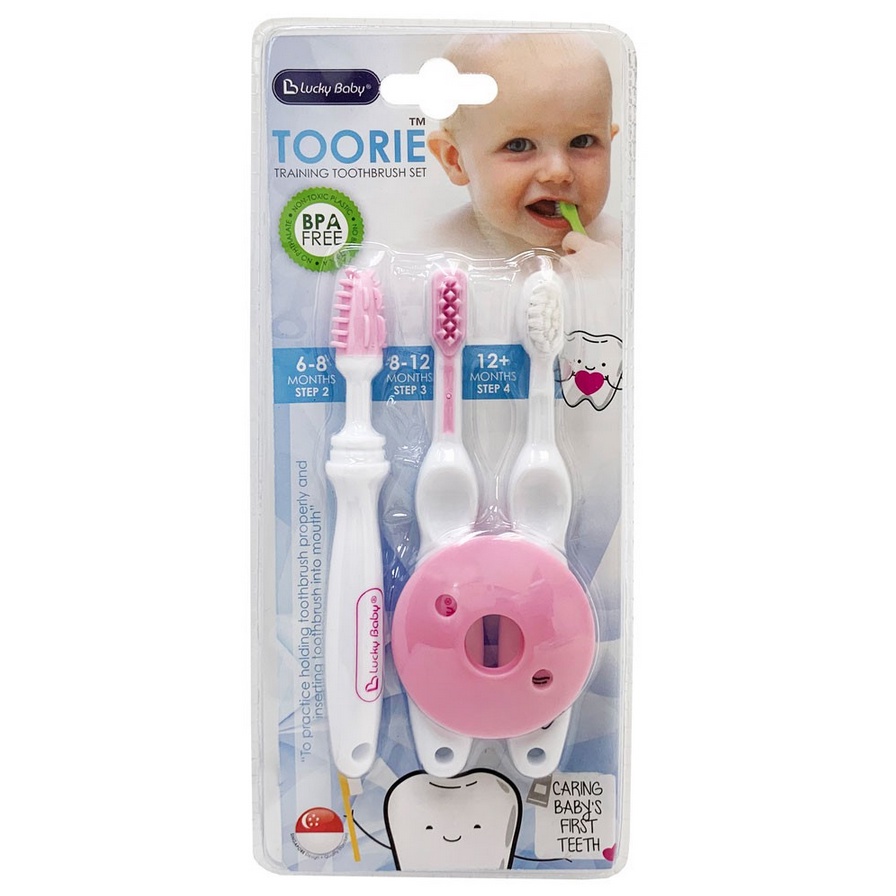 Lucky Baby Toori - Training Toothbrush Toorie Set 3pcs Sikat Gigi Anak Bayi Toddler Latihan Kids Pembersih Mulut Oral Care Kit