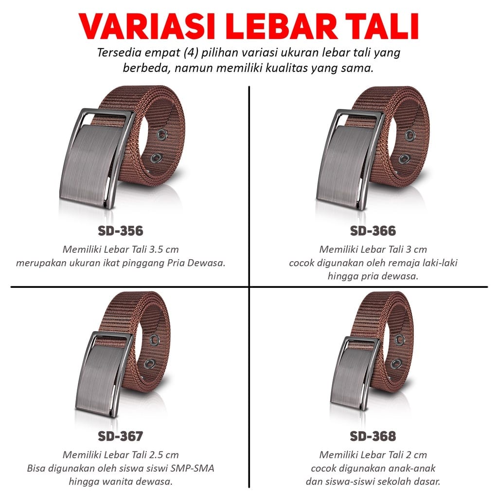 Ikat Pinggang Pria Nilon Kanvas Model Jarum Sabuk Pria Gesper Men Belt S062