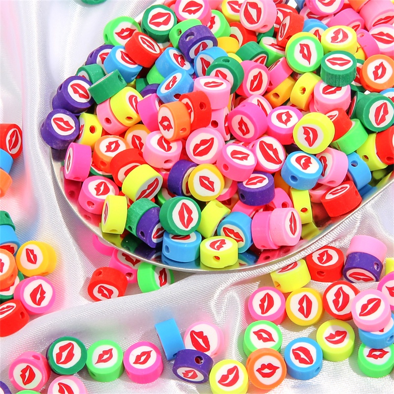 30Pcs/Lot 10mm Clay Spacer Beads Oval Lips Beads Polymer Clay Beads For Jewelry Making DIY Handmade Bracelets Women Accessories