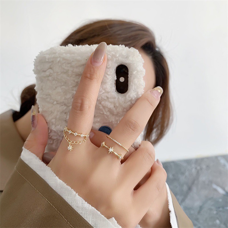 Cincin Zirconium Dua Lapis Bentuk Bintang