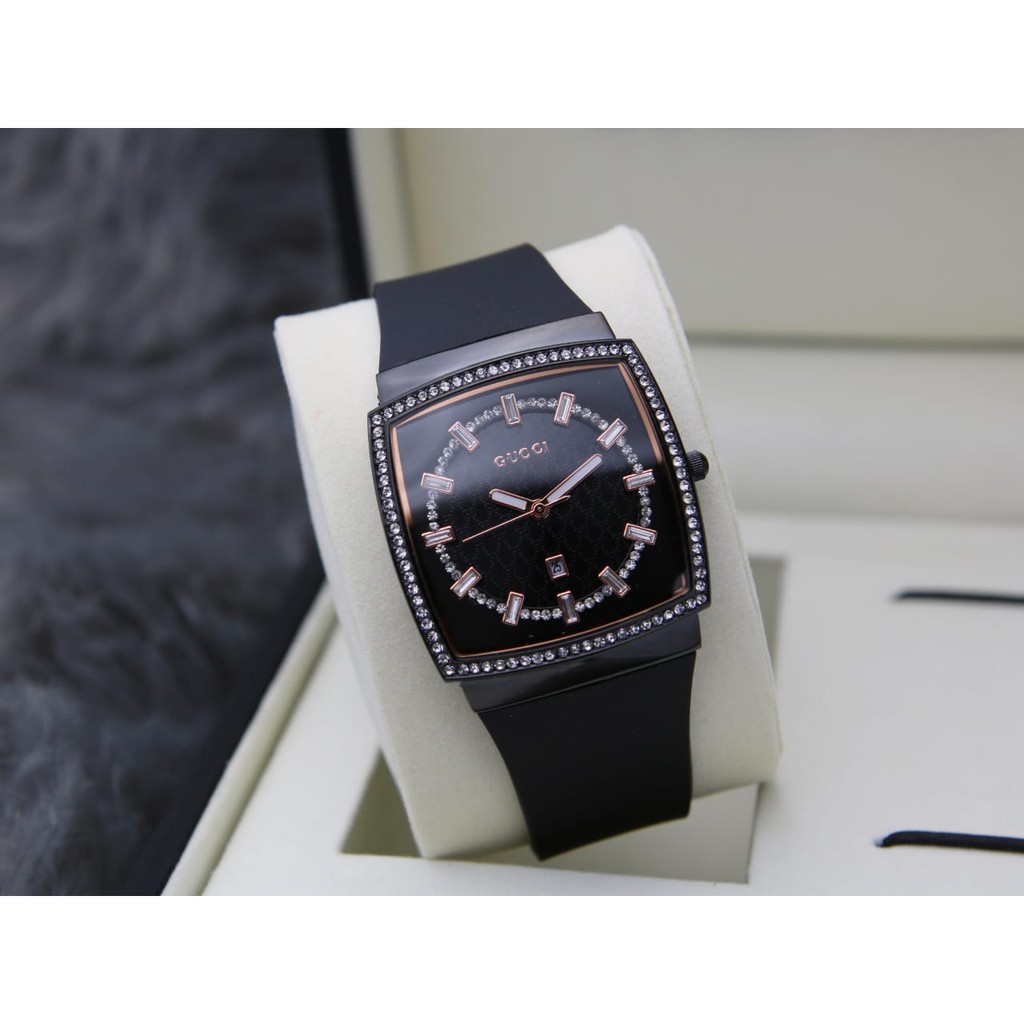 GC JAMTANGAN  BLING BLING PERMATA 3091 RUBBER TERBARU -JAMTANGAN KOTAK WANITA MEWAH