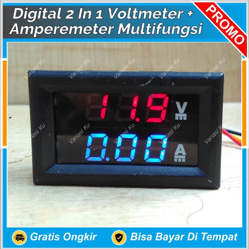 Jual Digital Volt Ampere Meter Alat Ukur Tegangan Arus Dc Aki Dll Multifungsi Double Display 6299