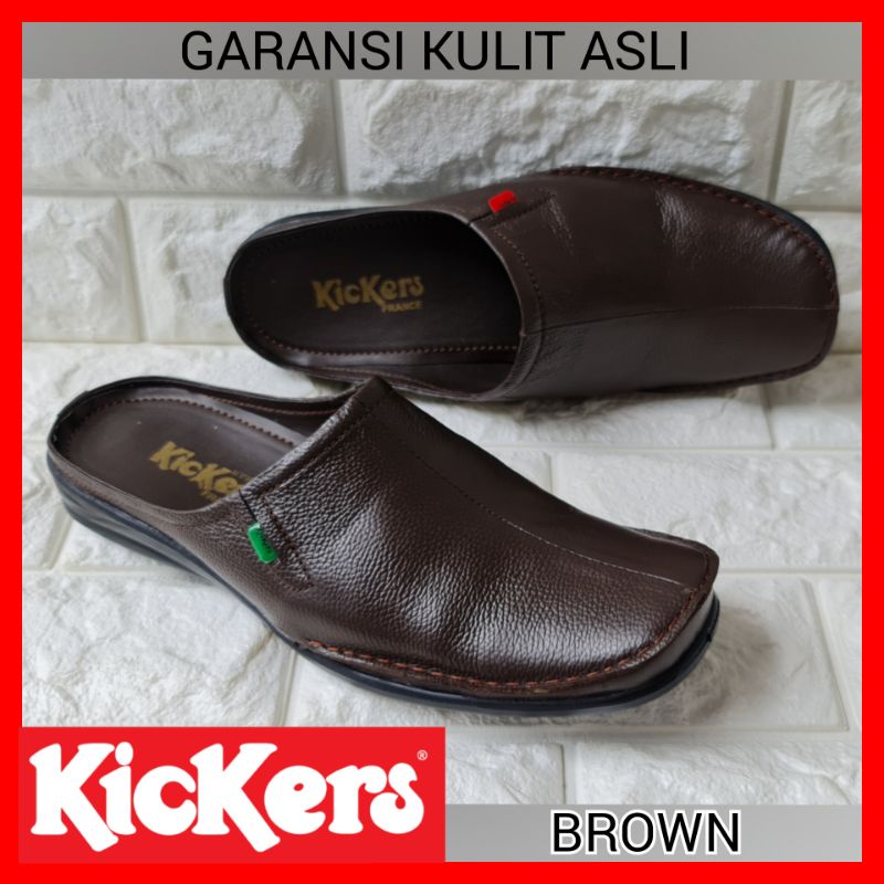 SANDAL PRIA SELOP KICKERS BUSTONG KULIT ASLI / SENDAL COWOK FORMAL RESMI PROMO / SANDAL WEDDING ADAT ASLI KULIT