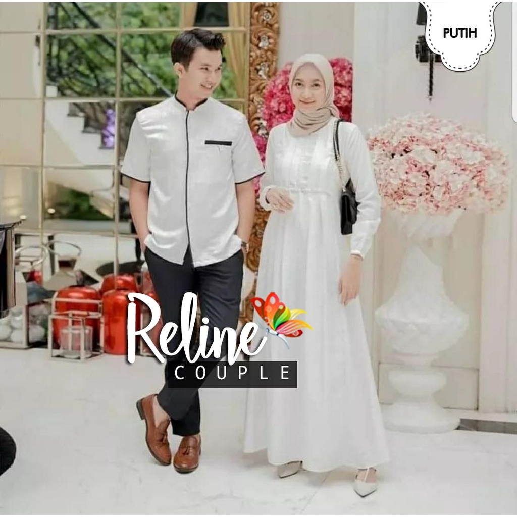 Real Couple Gamis Busui Line 8warna - SB09 - Pakaian Muslim Pasangan - Busana Pesta Couple - Baju Mu