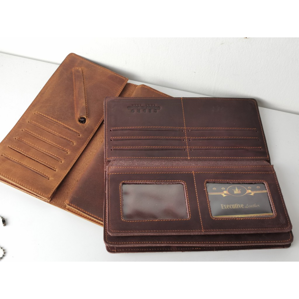 Dompet Kulit Asli LIPAT Pria Casual CRAZY HORSE Black Brown Dark Original Khas Kota Garut