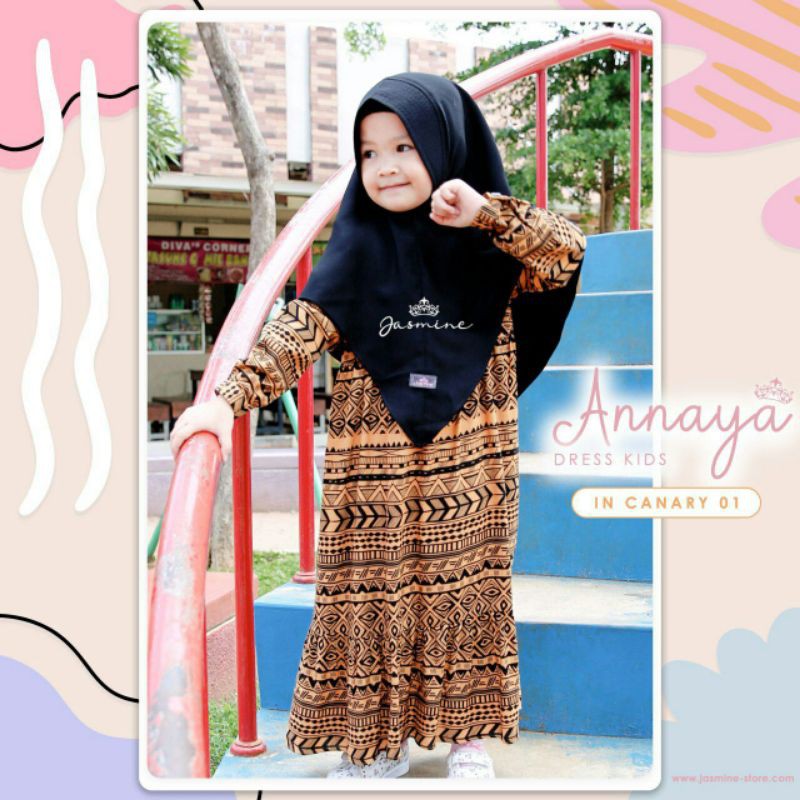 Jasmine Gamis Motif Batik Annaya Dress Kids
