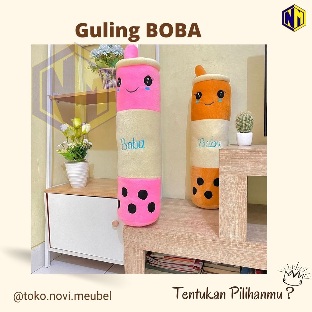 Guling Boneka Boba Milk Tea Kain Halus Tinggi 60cm Guling Boba Viral