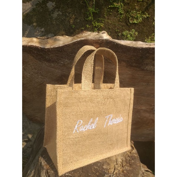 Tas goni laminasi jute custom tas hampers