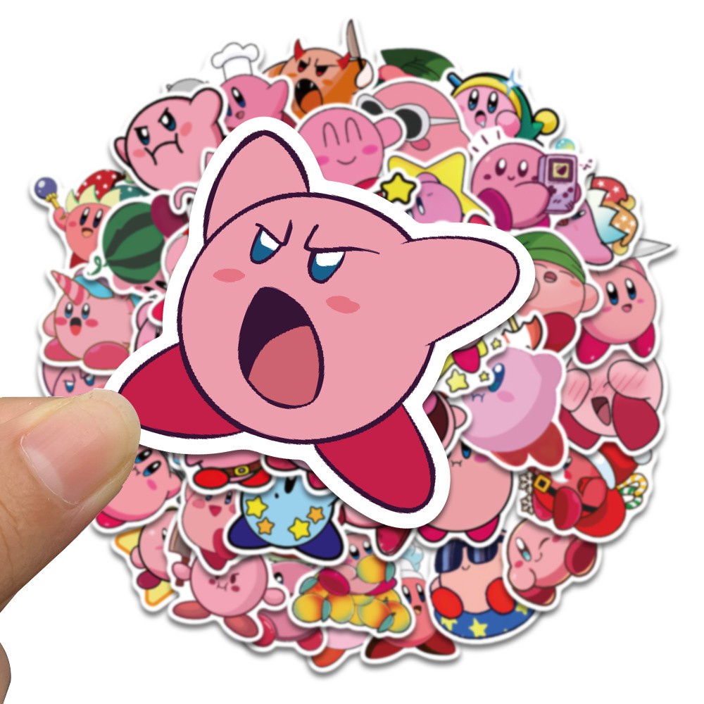 50PCS New Kawaii Kirby Stickers Decal For Girl Cute Cartoons Sticker to DIY Suitcase Stationery Fridge Water Bottle Guitar